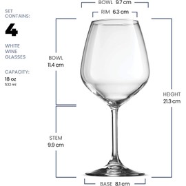 Bormioli Rocco 18oz Red Wine Glasses, Crystal Clear Star Glass, Laser Cut Rim For Wine Tasting, Elegant Party Drinking Glassware, Restaurant Quality (Set of 4)