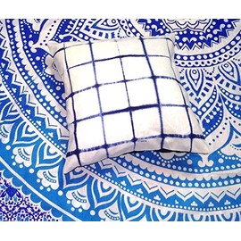 Tie Dye Cushions, Indigo Pillow, Decorative Cotton Throw, Shibori Pillow Cases, Outdoor Cushion Cover 16x16, Bohemian Pillow Shams