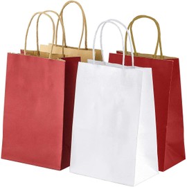 Elegant Supply Solid Print Holiday Gift Twisted Handles Kraft Paper Bags in Bulk, Multipurpose use, Suitable for Every Occasion, 13 X 7 X 17, Ruby Red