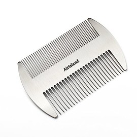 Airisland Peine de doble acción de acero inoxidable EDC tamaño tarjeta de crédito - Peine antiestático para cabello y barba para hombres