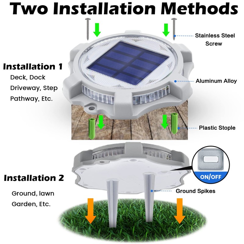 SIEDiNLAR Solar Deck Lights Outdoor 2 Modes LED Driveway Markers