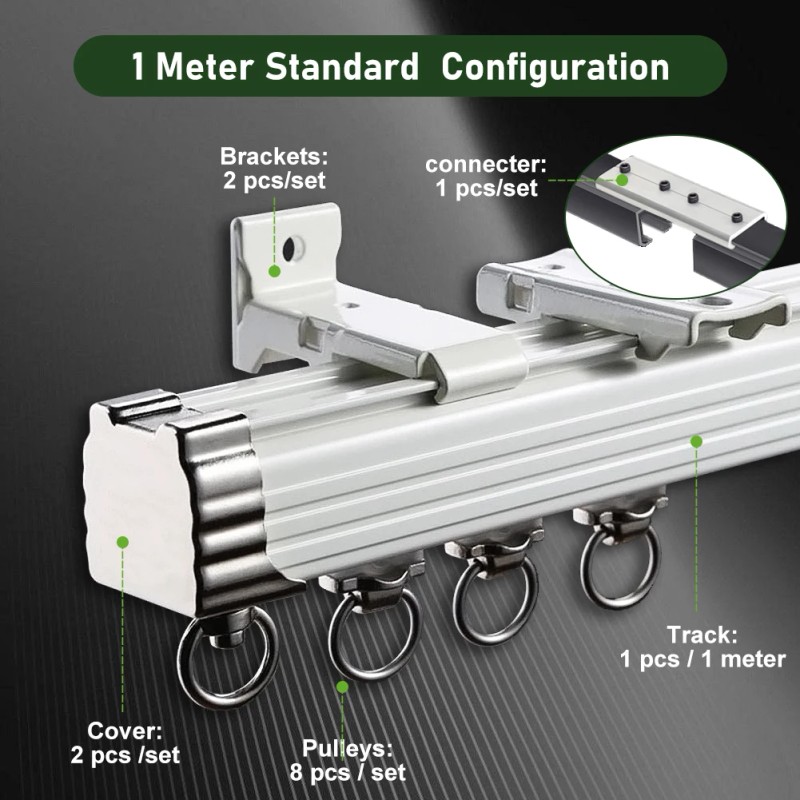ZSHINE Curtain Tracks Ceiling or Wall Mounting Heavy-Duty Curtain Rails
