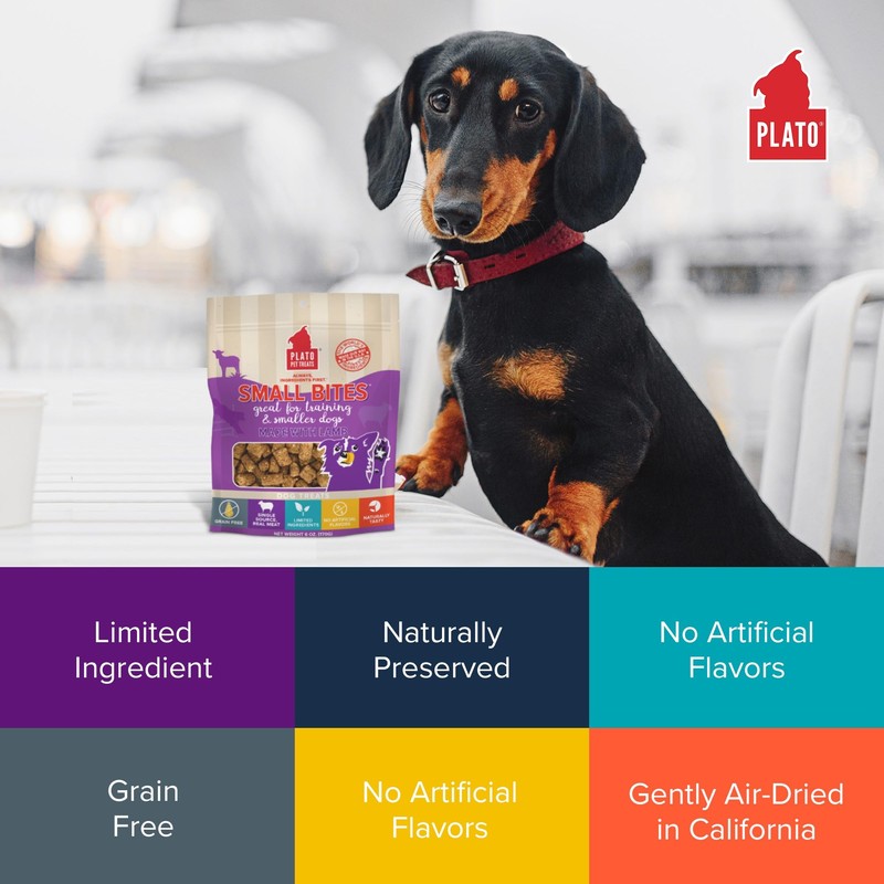 Plato Pet Treats Small Bites - Air-Dried Training Treats for