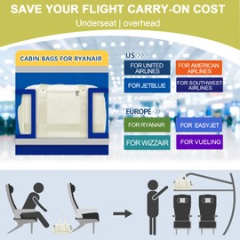 for Ryanair Cabin Bags 40x20x25 Underseat Hand Luggage Bag Carry On Bags for Planes Cabin Bag 40x30x20 for Wizzair Travel Bag Tote Lightweight Flight Overnight Bag