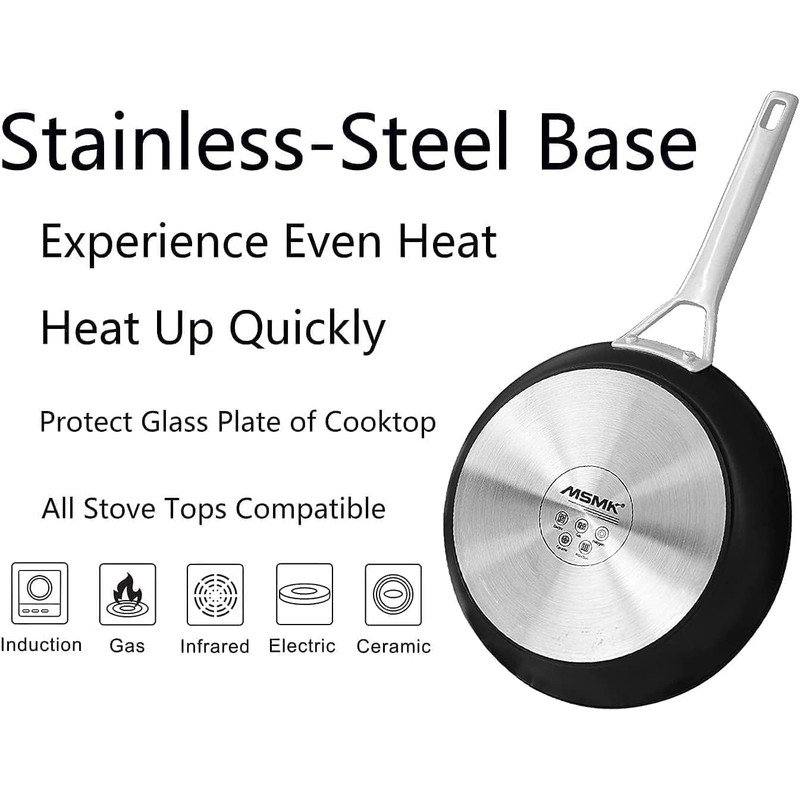 MsMk 11 Inch Nonstick Frying Pan，Titanium and Ceramic Nonstick Large