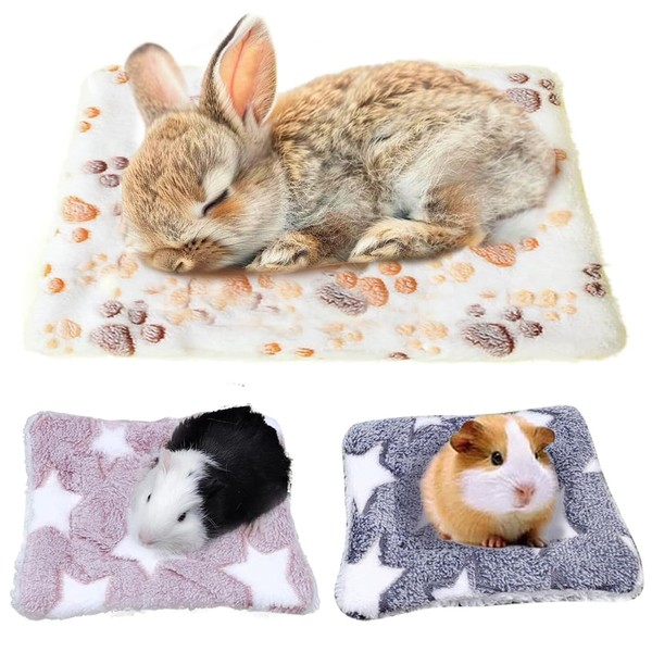 ChAusa 3 Pcs Guinea Pig Bed 26x33cm/15x20cm Small Animal Plush