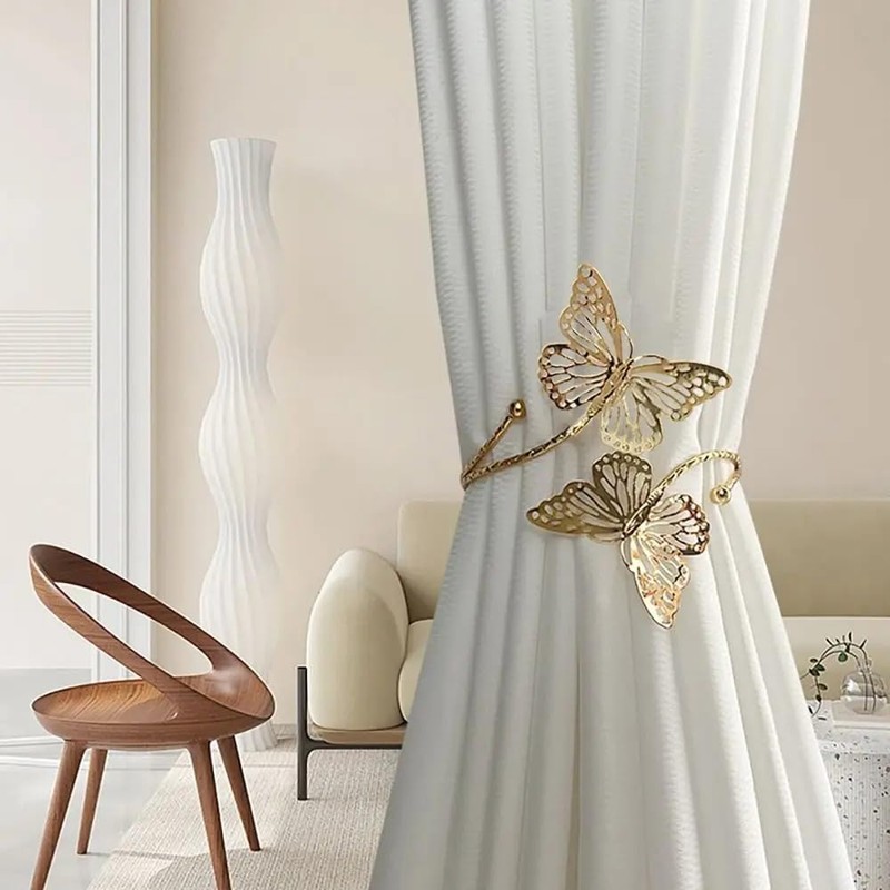 Lagnlnaoy 2pcs Metal Butterfly Curtain Tieback DTY Beautiful Curtains Tie