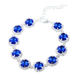 Dogs Kingdom Pet Dog Cat Crystal Collar Bling Rhinestones Party Princess Necklace Adjustable Necklace Accessories,Dark Blue,L:12-14" Neck