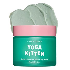 I DEW CARE Heartleaf Clay Mask - Yoga Kitten | Wash-off, For Blemish-prone with Kaolin, Heartleaf, Tea Tree Extract, Home Spa, Korean Skincare, Glass Skin Look, Soothing, Christmas Gifts, 2.5 FL Oz