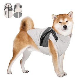 Chaqueta de Ropa de Perro,Perro Chaleco de algodón,Ropa para Perros Reflectante cálida,Ropa para Perro Grande,Abrigo de Invierno para Perros,L (Blanco-Crema, Large)