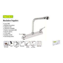 Lion Tools Grifo Mezclador De Cocina Doble Comando Lion T. 3551 Cromado