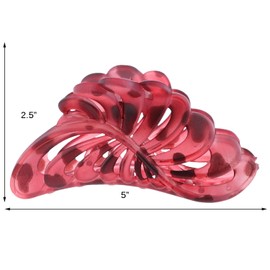 5 inch Large Jaw Clip Hair Claw with Tortoise leaf design - Red Tortoise