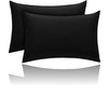 Kanak Pillowcase 2 pack Polycotton Pillow case cover 50x75cm - Black Plain Dyed Housewife Pillowcases with Envelope Closure
