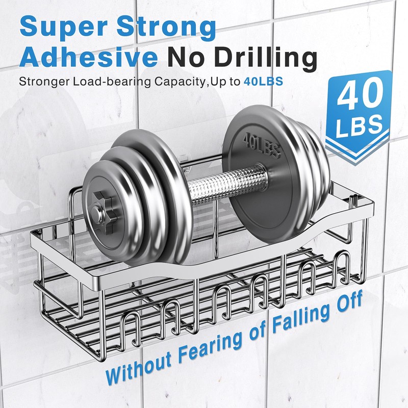 EUDELE 5-Pack Rustproof Stainless Steel Shower Caddy – No Drill
