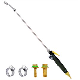 29 Inches Sprayer Wand Replacement,1/4" & 3/8" Brass Barbs Universal Sprayer Wand, Stainless Steel Sprayer Wand with Shut off Valve & 2 Hose Clamps (1/4" & 3/8" Barb Sprayer Wand)