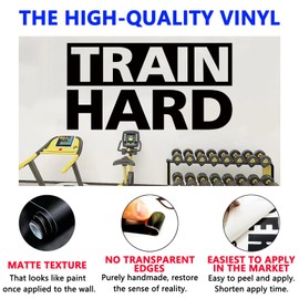 SEATUNE Gym Inspirational Wall Stickers - Quotes Motivational Fitness Wall Decals - Bedroom Home Gym Garage Vinyl Art Wall Decor - Train Hard 21"X11"