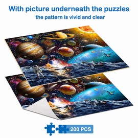 Puzzles for Kids Ages 8-10 Year Old - Solar System Planets, 200 Pieces Spacewalk Jigsaw Puzzles for Kids Ages 6-8, Learning Educational Toys for Boys and Girls