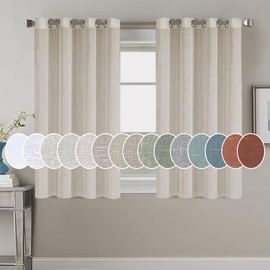 Juego de 2 paneles de cortina suaves reductores de luz para sala, mezcla de lino natural de H.VERSAILTEX