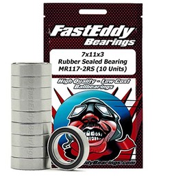 FastEddy Bearings 7x11x3 Rubber Sealed Bearing MR117-2RS (10 Units)