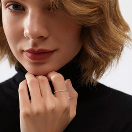 Morfetto 14K Gold Filled Ring 2MM Thin Wedding Rings Band CZ Simple Dainty Rings Gold Stackable Rings Thumb Rings Size 5