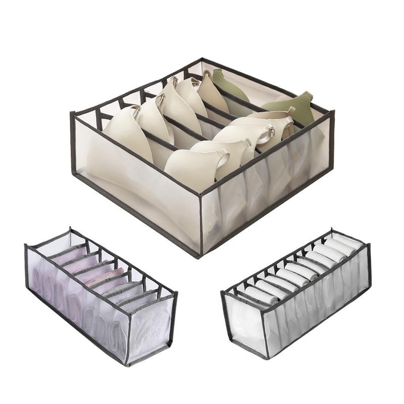 3 Counts Foldable Underwear Organizer, Drawer Organizer Divider Bins for