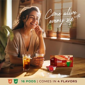 Gya Tea Co Black Tea Gift Set (16 ct) - Assorted Tea Pod Variety Pack with Assam, Black, Ceylon & Earl Grey 4 Flavors for Refresh & Energy