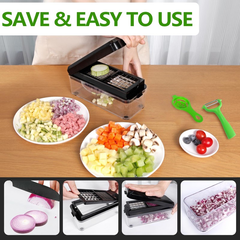 Vegetable Chopper, 4 in 1 Veggie Chopper, Multi-functional Salad Chopper,
