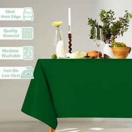 ABCCANOPY 5 Pack Rectangle Polyester Tablecloth 90 x 156 Inch Indoor Outdoor Stain-Resistant Washable Heavy-Duty Fabric Table Cover Elegant Home Decor Forest Green