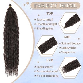 FANLUTYIN 22 Inch Curly Crochet Braiding Hair 3 Packs Ocean Wave Crochet Hair Extensions Deep Wave Synthetic Braiding Hair Curls Hair Twist Water Wave Braided Hair (4#, 22 Inch 3 Packs)