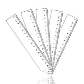Set of 5 Rulers 15 cm Primary School Ruler Set Primary School Transparent Plastic Ruler Ruler Plastic Ruler Ruler Ruler 15 cm Flexible Transparent Measuring Ruler for School, Office, Household