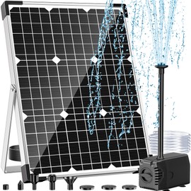 POPOSOAP Solar Water Fountain Pump, 45W Solar Pond Pump Kit with 450GPH Flow Rate, PVC Tubing Solar Powered Water Pumps for Outdoor Fountains, Garden, Ponds, Pools, Fish Tank, Backyard