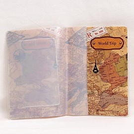 Gifts UK® World Map Passport Cover Travel ID Holder Wallet Protector Case (Coffee)