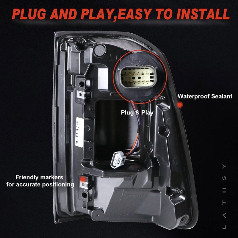 Lathsy LED Tail Light Black Cover with Blind Spot Compatible