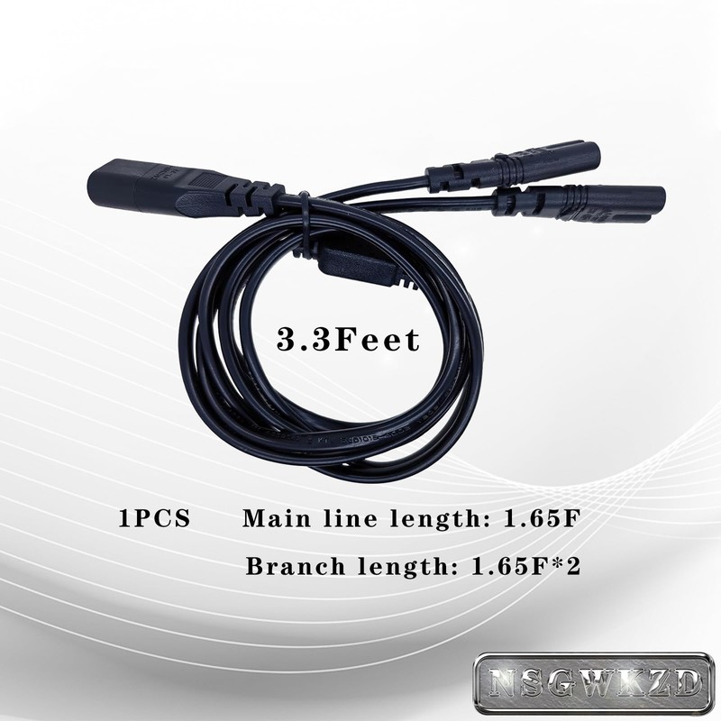 Power Cord Replacement for Apple TV, C8 to Dual C7