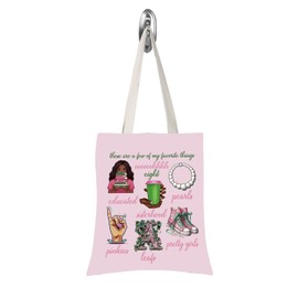TSOTMO Sorority Gift These Are A Few Of Pink and Green Sorority Canvas Tote Bag Paraphernalia Gift (eight tote)