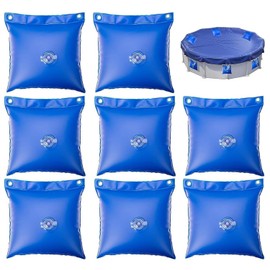 8 Pack Pool Water Bags,Swimming Pool Cover Hanging Bag,Sturdy 0.4 mm PVC Pool Cover Weights,Winter Pool Bags for Closing Kit,Heavy-Duty Winter Water Tube Wall Bags for Above Ground Winter Pool Covers