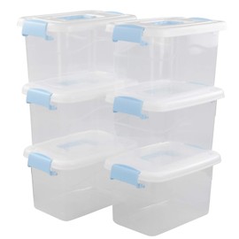 Neadas 10 L Plastic Clear Latching Boxes, Pet Food Storage Containers, 6 Packs