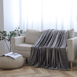 SOCHOW Flannel Fleece Blanket Luxury Twin XL Size, All Season Lightweight Super Soft Cozy Blanket for Bed or Couch, Grey 66inch X90''