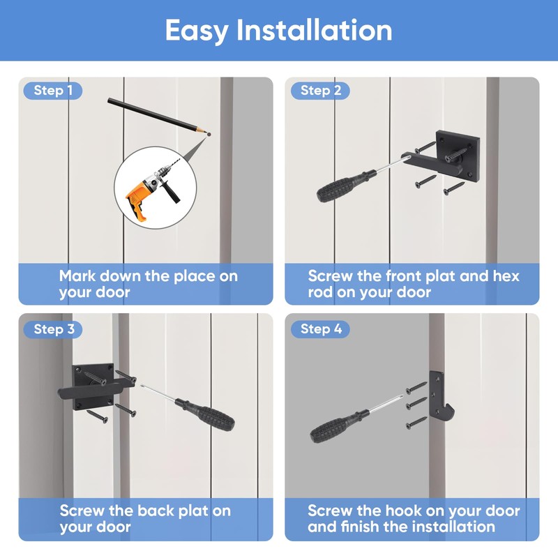 Gate Latch, BARNSMITH Heavy Duty Double Side Gate Latches, Matte