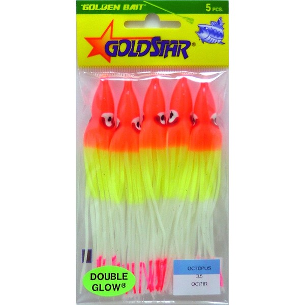 Silver Horde 10808171 Squid (Octopus 3.5) (4¼”) 5/pkg. Glow/Rainbow, One
