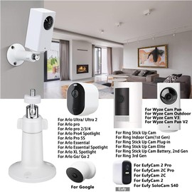 E-ufy Camera Mount, Wall Mount for E-ufyCam 2 Pro/2c Pro/2/2C/E, SoloCam S40, Ring Stick Up Cam, Arlo Pro 4, Arlo Ultra, 360 Degree Adjustable Safety Holder for Indoor and Outdoor Use