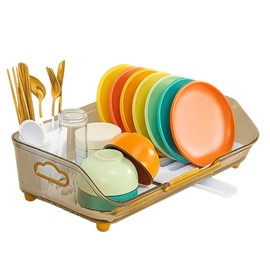 DAZZLEREE Dish Drainers for Kitchen Counter with Drain Board – Space-Saving Dish Drying Rack in Sink with Utensil Drying Rack & Keeps Counters Dry