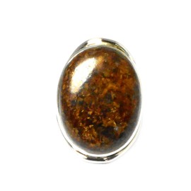BRONZITE Sterling Silver Oval Ring (Size Q) - (BZR2108151)