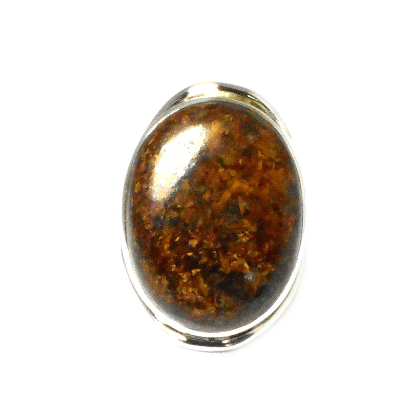 BRONZITE Sterling Silver Oval Ring (Size Q) - (BZR2108151)