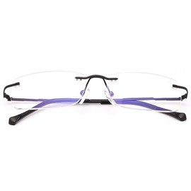 Rimless Clear Bifocal Reading Glasses Blue Light Blocking Readers for Men and Women Unisex Eyewear Far Near Dual-Use Lightweight Magnifying Anti Glare UV Digital Reduce Eyestrain Fashion Eyeglasses