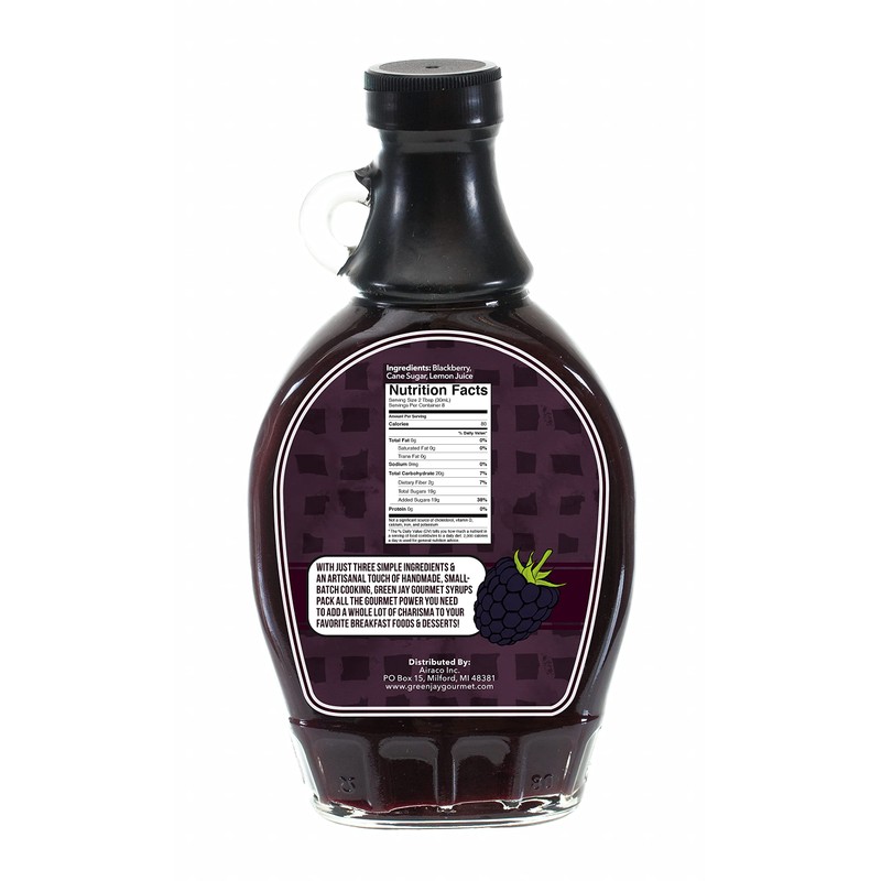Green Jay Gourmet Blackberry Syrup - 3 Ingredient Premium Breakfast
