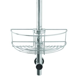 Croydex QM261041 Chrome Easy to Fit Riser Rail Basket Shower Storage, 5 Year Rust Free Guarantee, 8.5 x 26.5 x 13.5 cm