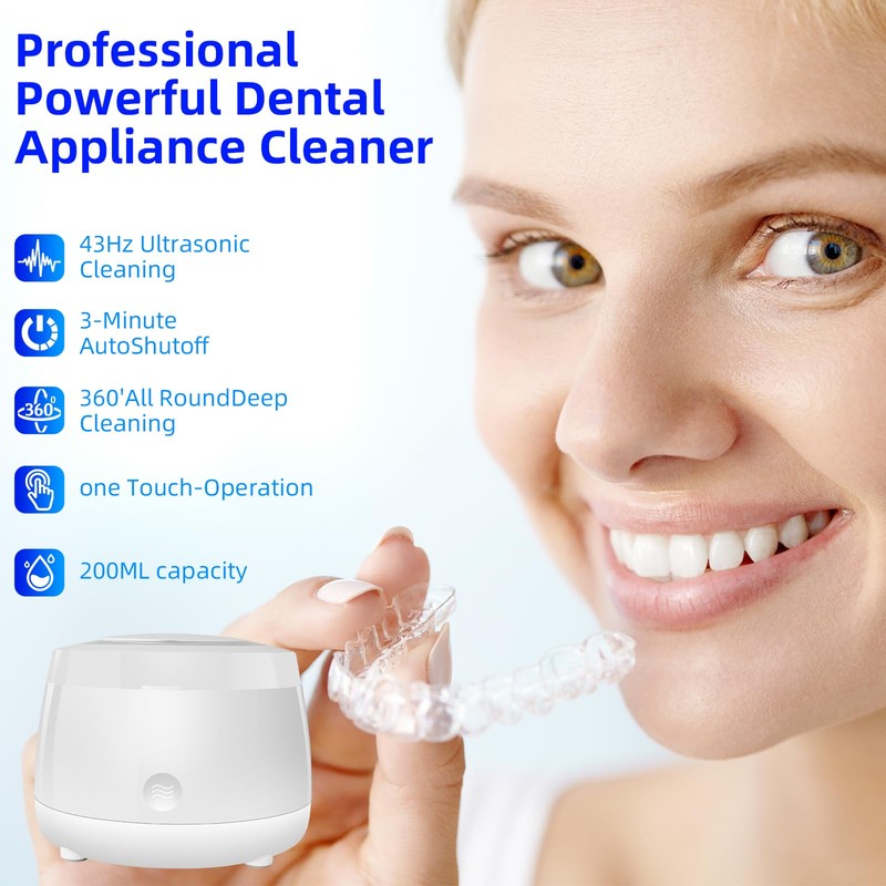 Ultrasonic Retainer Cleaner,Denture Cleaner Machine for Night Guard,Mouth Guards,Braces,Toothbrush Heads,Jewelry