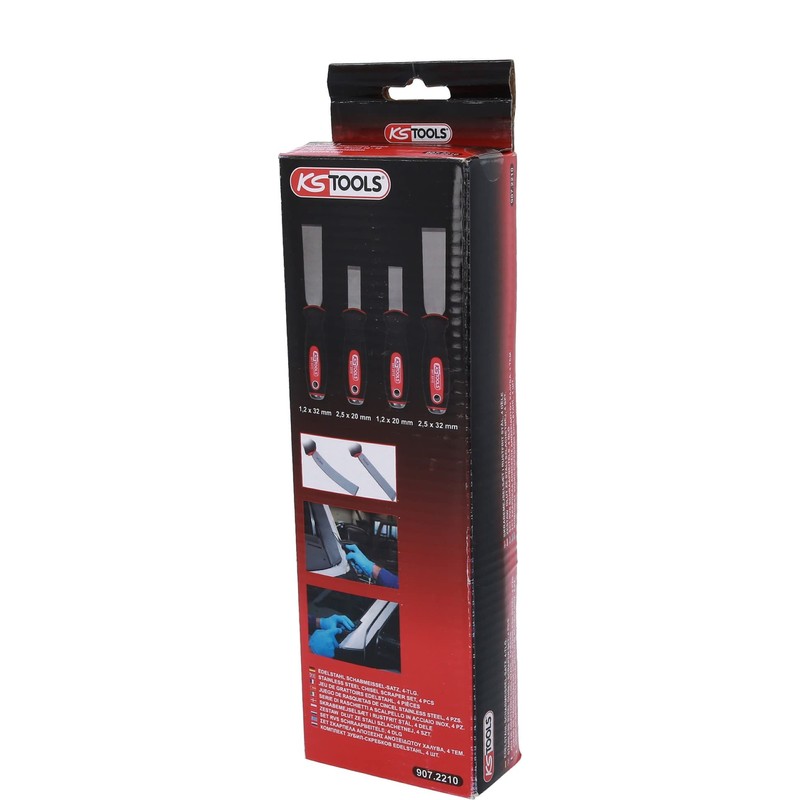 KS Tools 907.2210 STAINLESS STEEL Chisel scraper set, 4 pcs