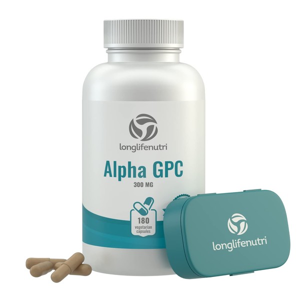 Alpha GPC Choline Supplement 300mg - 180 Vegetarian Capsules | Made in USA | Cognitive Enhancer Nootropic | Supports Memory & Brain Function | Boosts Focus & Mood | 300 mg Pure Powder Pills Complex